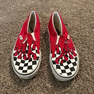 Vans Red and Black Checkered Sneakers